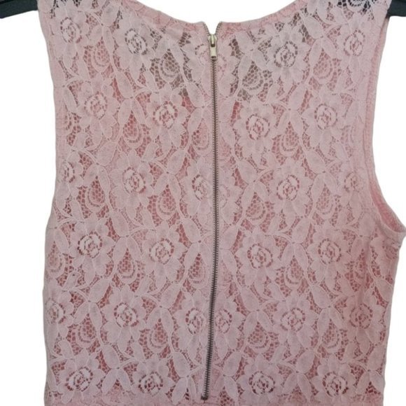 Tea n Rose Womens Pink Lace Sleeveless Fit and Flare Sheath Mini Dress Sz Small - Picture 7 of 9